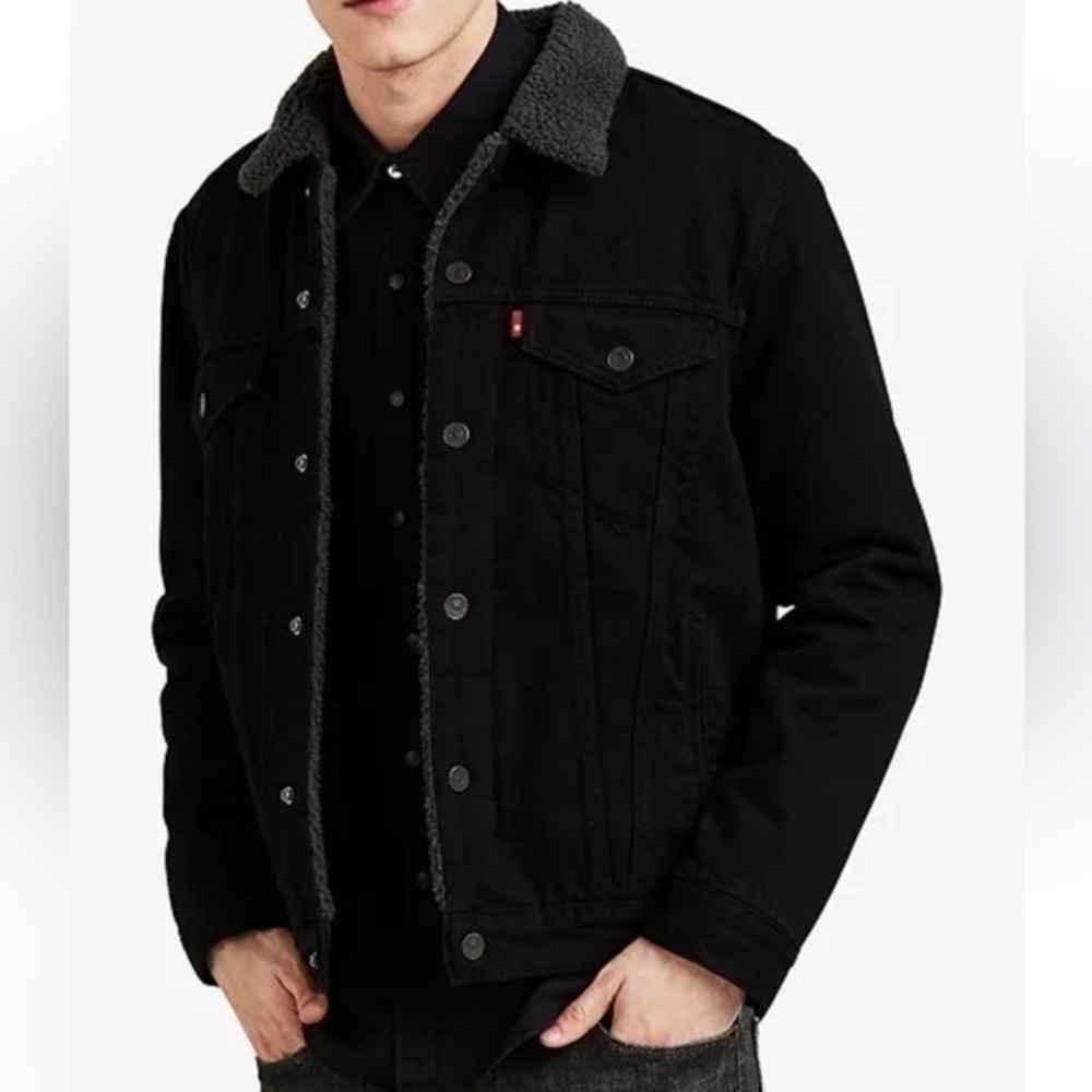 Levi's Men's Long Sleeve Sherpa Trucker Jacket Size S Color Black